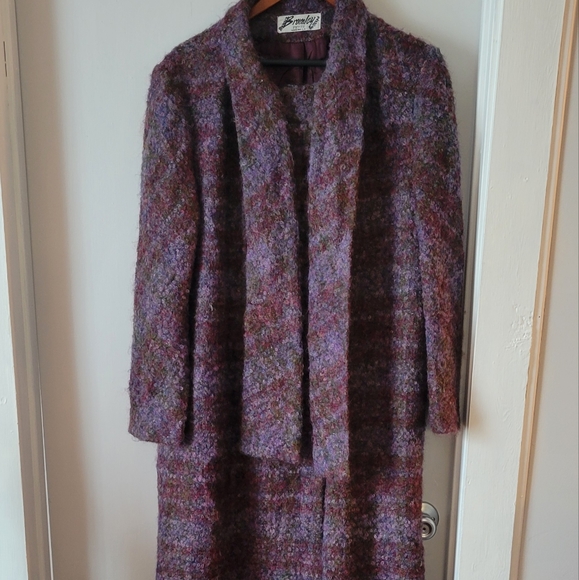 Bromley Boucle Scarf Trench Coat Union Made Wool Shades of Purple Womans XL - Picture 1 of 13